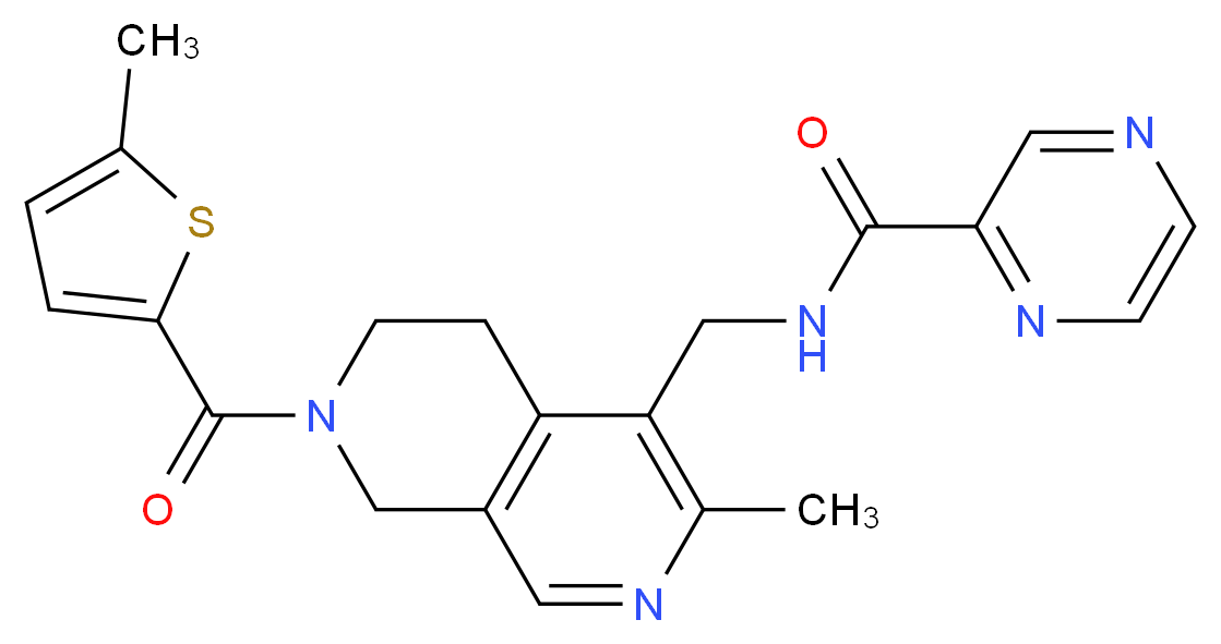 N-({3-methyl-7-[(5-methyl-2-thienyl)carbonyl]-5,6,7,8-tetrahydro-2,7-naphthyridin-4-yl}methyl)-2-pyrazinecarboxamide_分子结构_CAS_)