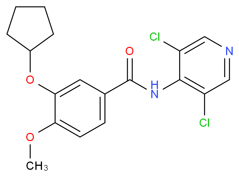 3-(cyclopentyloxy)-N-(3,5-dichloropyridin-4-yl)-4-methoxybenzamide_分子结构_CAS_144035-83-6