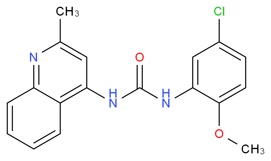 1-(5-chloro-2-methoxyphenyl)-3-(2-methylquinolin-4-yl)urea_分子结构_CAS_196868-63-0