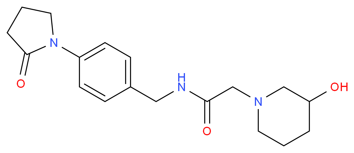 2-(3-hydroxypiperidin-1-yl)-N-[4-(2-oxopyrrolidin-1-yl)benzyl]acetamide_分子结构_CAS_)