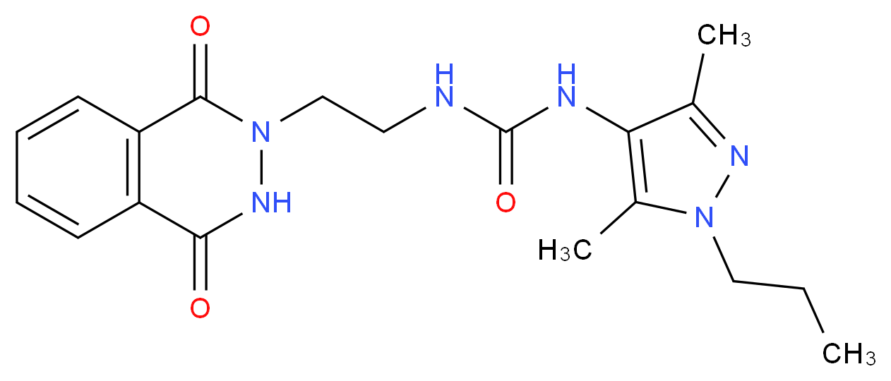 N-(3,5-dimethyl-1-propyl-1H-pyrazol-4-yl)-N'-[2-(1,4-dioxo-3,4-dihydrophthalazin-2(1H)-yl)ethyl]urea_分子结构_CAS_)