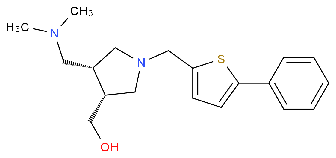 {(3R*,4R*)-4-[(dimethylamino)methyl]-1-[(5-phenyl-2-thienyl)methyl]pyrrolidin-3-yl}methanol_分子结构_CAS_)