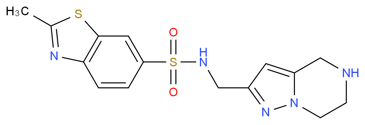 2-methyl-N-(4,5,6,7-tetrahydropyrazolo[1,5-a]pyrazin-2-ylmethyl)-1,3-benzothiazole-6-sulfonamide_分子结构_CAS_)