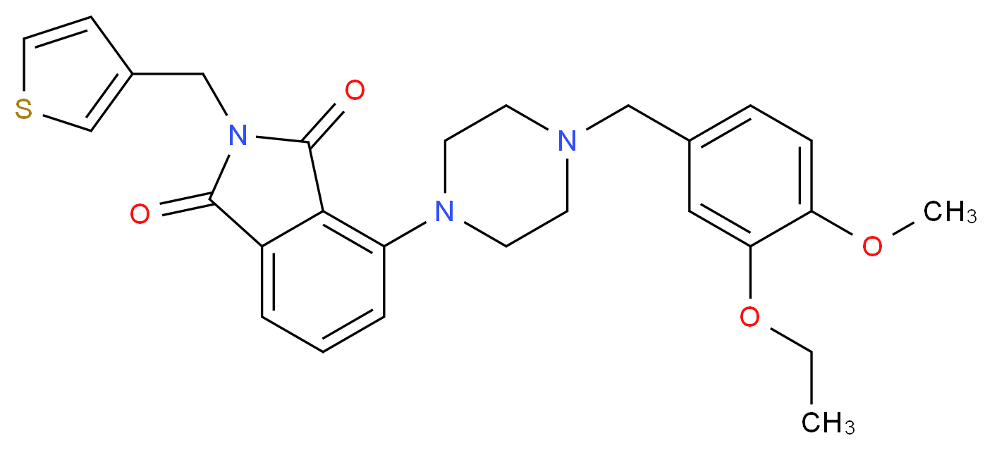 4-[4-(3-ethoxy-4-methoxybenzyl)-1-piperazinyl]-2-(3-thienylmethyl)-1H-isoindole-1,3(2H)-dione_分子结构_CAS_)