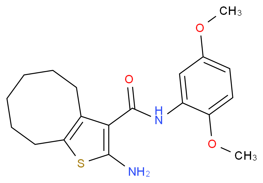 2-Amino-N-(2,5-dimethoxyphenyl)-4,5,6,7,8,9-hexahydrocycloocta[b]thiophene-3-carboxamide_分子结构_CAS_)