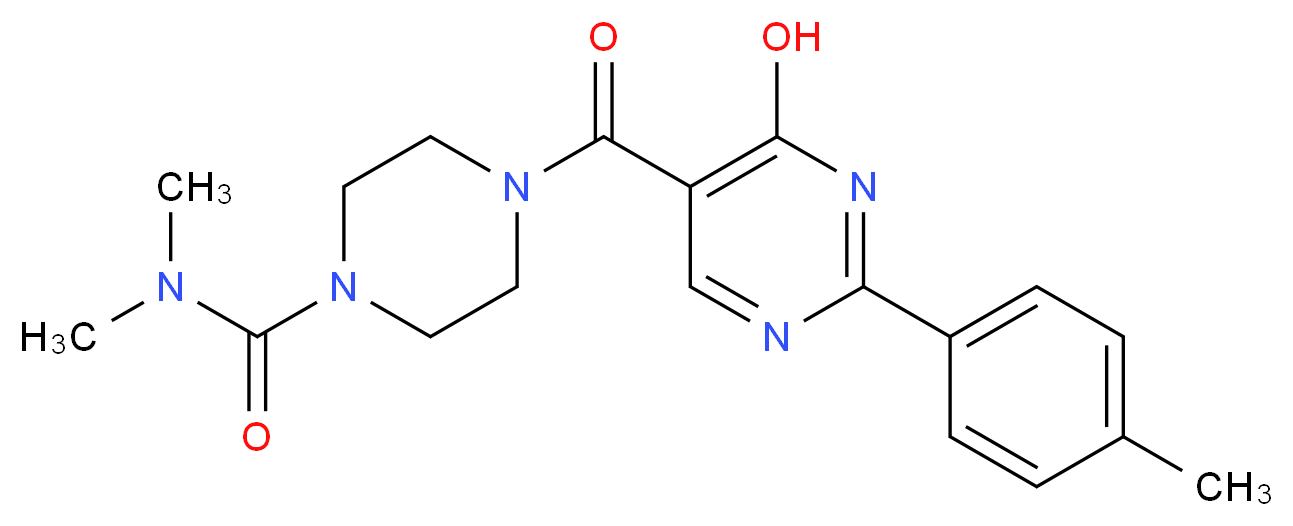 4-{[4-hydroxy-2-(4-methylphenyl)pyrimidin-5-yl]carbonyl}-N,N-dimethylpiperazine-1-carboxamide_分子结构_CAS_)