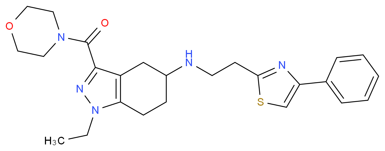 1-ethyl-3-(4-morpholinylcarbonyl)-N-[2-(4-phenyl-1,3-thiazol-2-yl)ethyl]-4,5,6,7-tetrahydro-1H-indazol-5-amine_分子结构_CAS_)