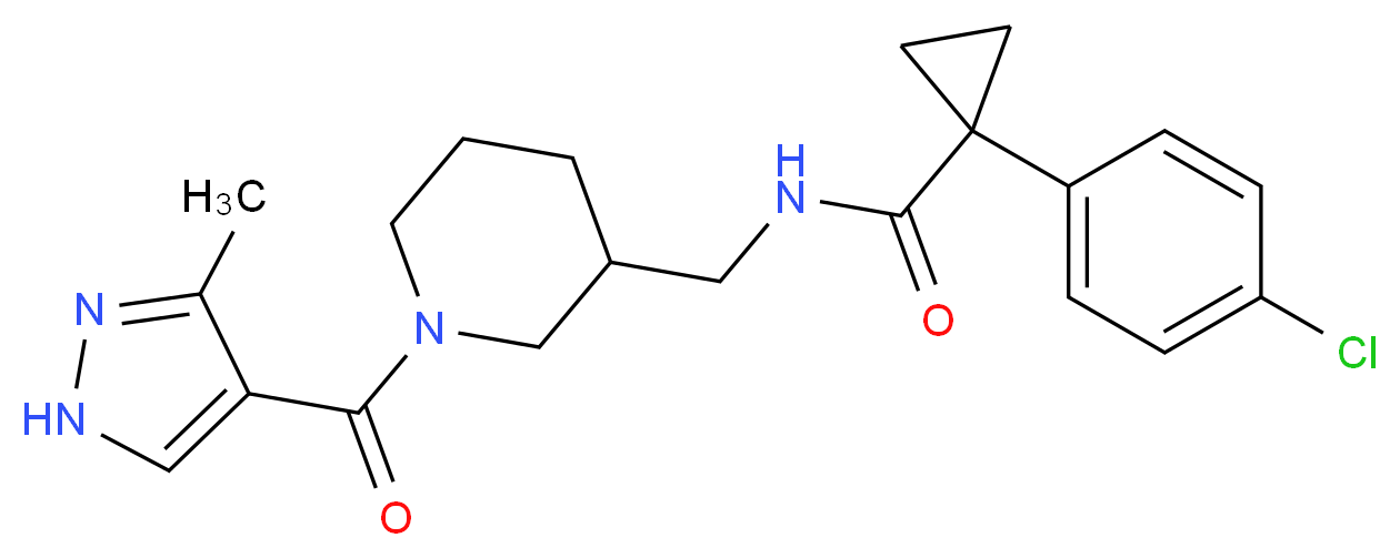 1-(4-chlorophenyl)-N-({1-[(3-methyl-1H-pyrazol-4-yl)carbonyl]-3-piperidinyl}methyl)cyclopropanecarboxamide_分子结构_CAS_)