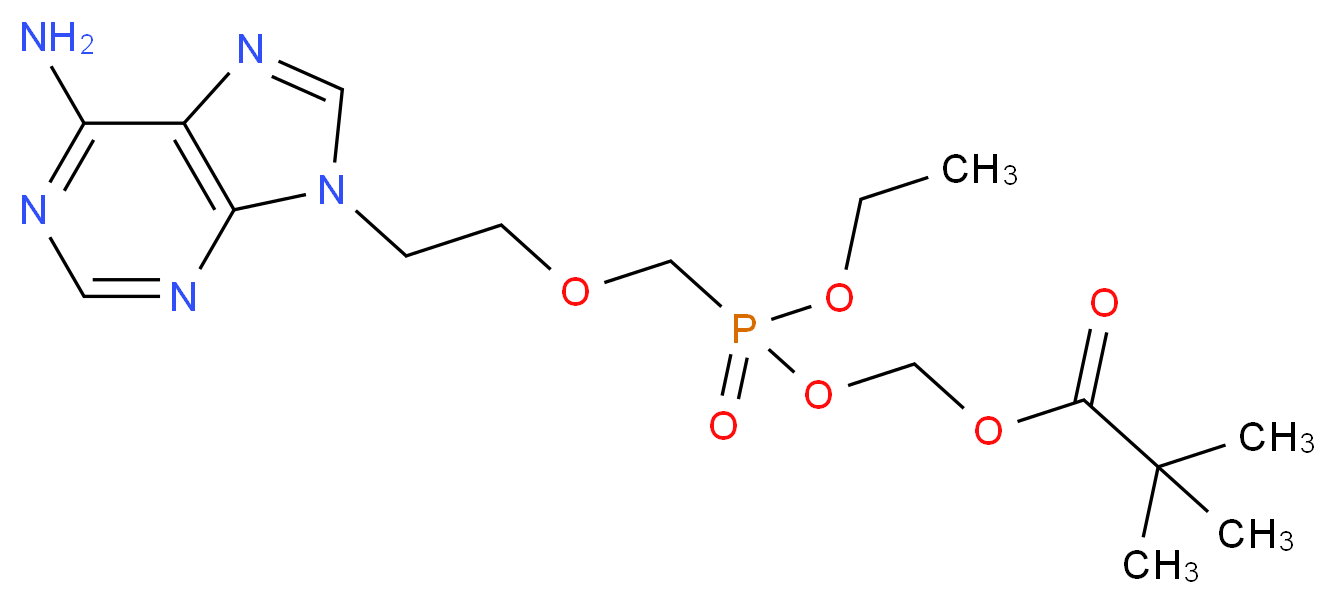 [({[2-(6-amino-9H-purin-9-yl)ethoxy]methyl}(ethoxy)phosphoryl)oxy]methyl 2,2-dimethylpropanoate_分子结构_CAS_142341-04-6