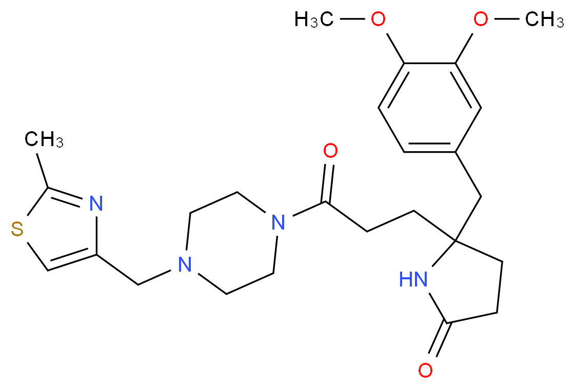 5-(3,4-dimethoxybenzyl)-5-(3-{4-[(2-methyl-1,3-thiazol-4-yl)methyl]-1-piperazinyl}-3-oxopropyl)-2-pyrrolidinone_分子结构_CAS_)