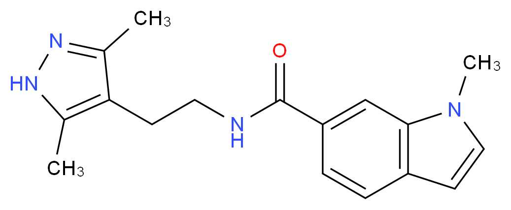 N-[2-(3,5-dimethyl-1H-pyrazol-4-yl)ethyl]-1-methyl-1H-indole-6-carboxamide_分子结构_CAS_)