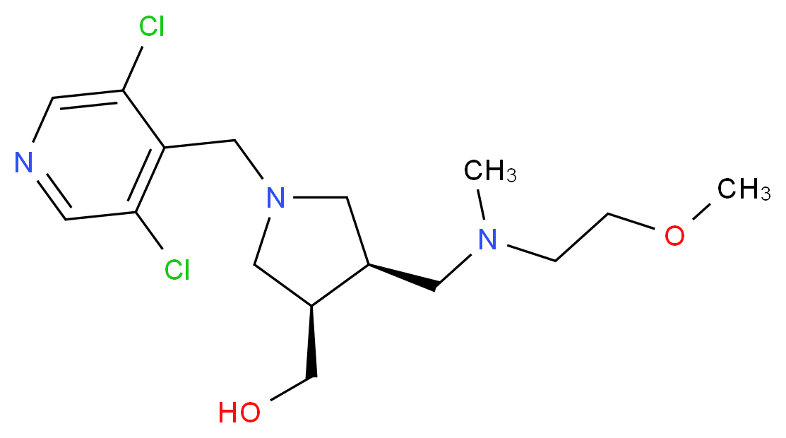 ((3R*,4R*)-1-[(3,5-dichloropyridin-4-yl)methyl]-4-{[(2-methoxyethyl)(methyl)amino]methyl}pyrrolidin-3-yl)methanol_分子结构_CAS_)