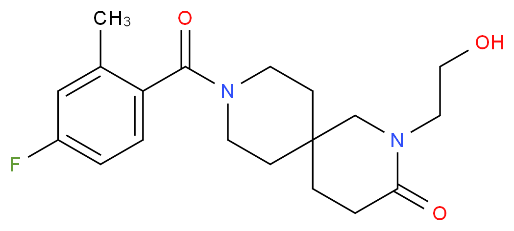 9-(4-fluoro-2-methylbenzoyl)-2-(2-hydroxyethyl)-2,9-diazaspiro[5.5]undecan-3-one_分子结构_CAS_)