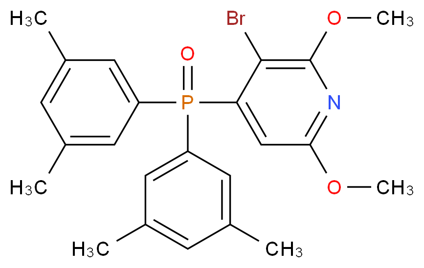 4-[bis(3,5-dimethylphenyl)phosphoroso]-3-bromo-2,6-dimethoxypyridine_分子结构_CAS_442686-32-0