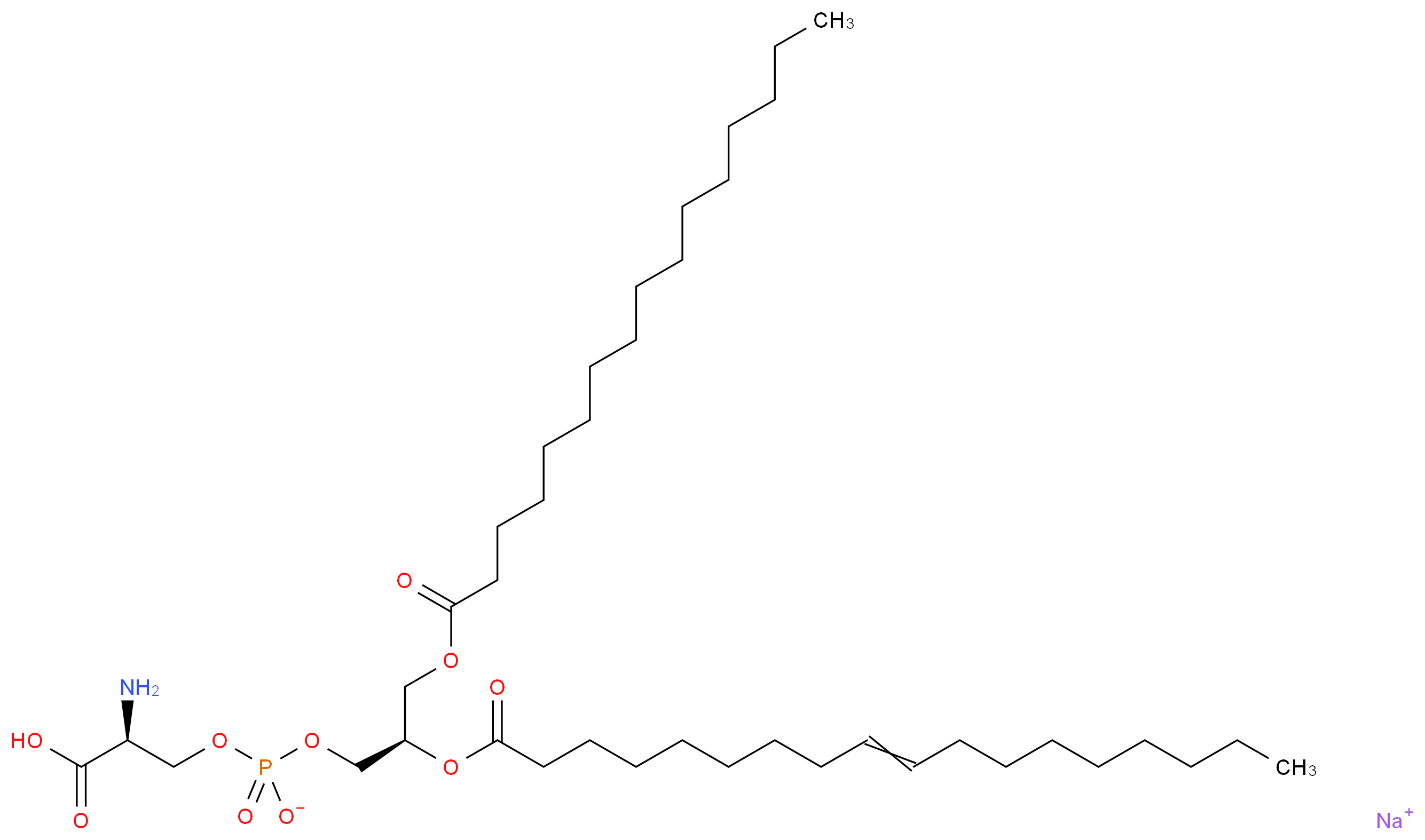 sodium (2S)-2-amino-3-{[(2R)-3-(hexadecanoyloxy)-2-(octadec-9-enoyloxy)propyl phosphonato]oxy}propanoic acid_分子结构_CAS_321863-21-2