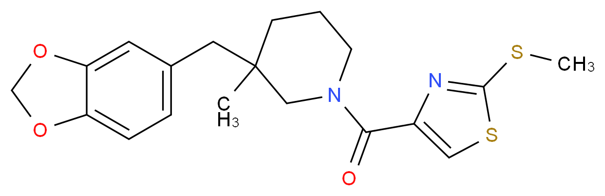 3-(1,3-benzodioxol-5-ylmethyl)-3-methyl-1-{[2-(methylthio)-1,3-thiazol-4-yl]carbonyl}piperidine_分子结构_CAS_)