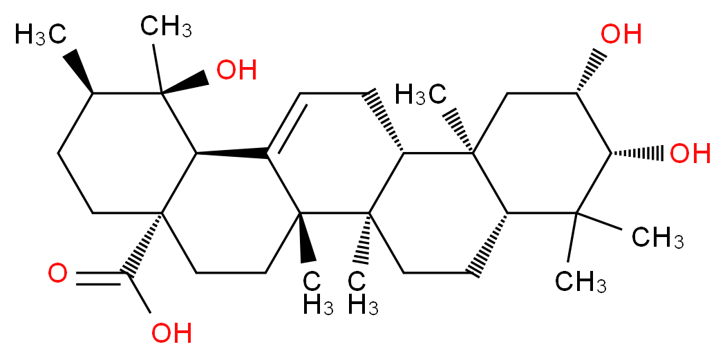 (1R,2R,4aS,6aS,6bR,8aR,10R,11S,12aR,12bR,14bS)-1,10,11-trihydroxy-1,2,6a,6b,9,9,12a-heptamethyl-1,2,3,4,4a,5,6,6a,6b,7,8,8a,9,10,11,12,12a,12b,13,14b-icosahydropicene-4a-carboxylic acid_分子结构_CAS_119725-19-8