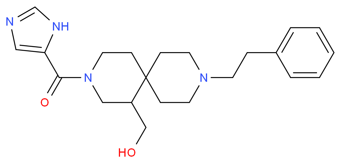 [3-(1H-imidazol-5-ylcarbonyl)-9-(2-phenylethyl)-3,9-diazaspiro[5.5]undec-1-yl]methanol_分子结构_CAS_)