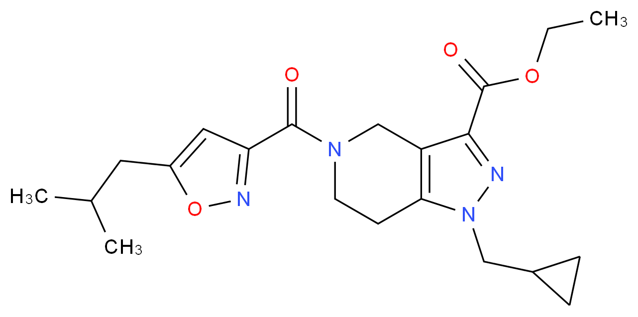ethyl 1-(cyclopropylmethyl)-5-[(5-isobutyl-3-isoxazolyl)carbonyl]-4,5,6,7-tetrahydro-1H-pyrazolo[4,3-c]pyridine-3-carboxylate_分子结构_CAS_)
