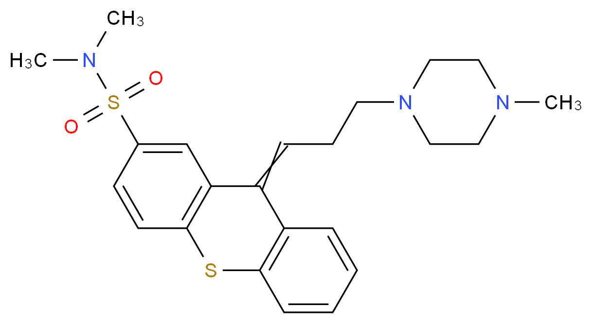 N,N-dimethyl-9-[3-(4-methylpiperazin-1-yl)propylidene]-9H-thioxanthene-2-sulfonamide_分子结构_CAS_5591-45-7