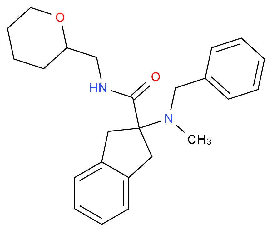 2-[benzyl(methyl)amino]-N-(tetrahydro-2H-pyran-2-ylmethyl)-2-indanecarboxamide_分子结构_CAS_)