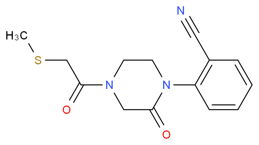 2-{4-[(methylthio)acetyl]-2-oxo-1-piperazinyl}benzonitrile_分子结构_CAS_)