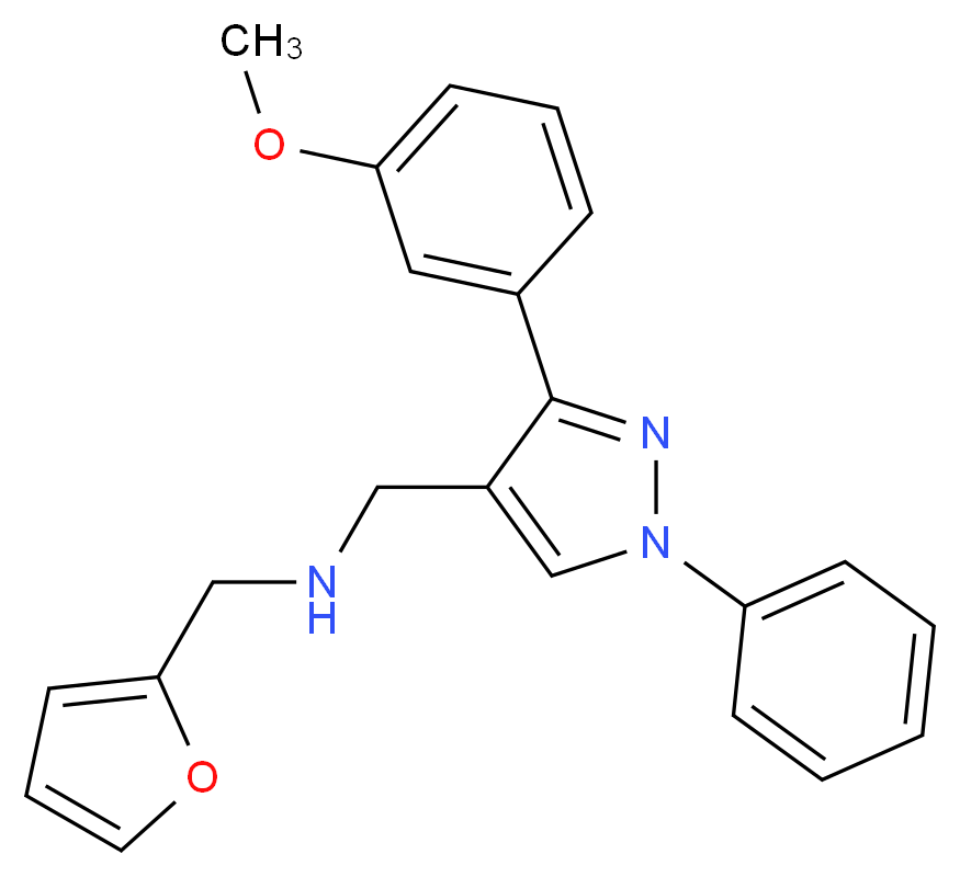(2-furylmethyl){[3-(3-methoxyphenyl)-1-phenyl-1H-pyrazol-4-yl]methyl}amine_分子结构_CAS_)