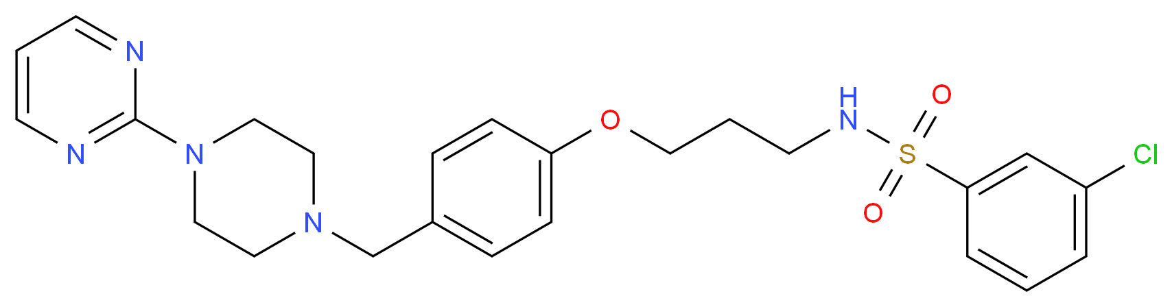3-chloro-N-[3-(4-{[4-(2-pyrimidinyl)-1-piperazinyl]methyl}phenoxy)propyl]benzenesulfonamide_分子结构_CAS_)