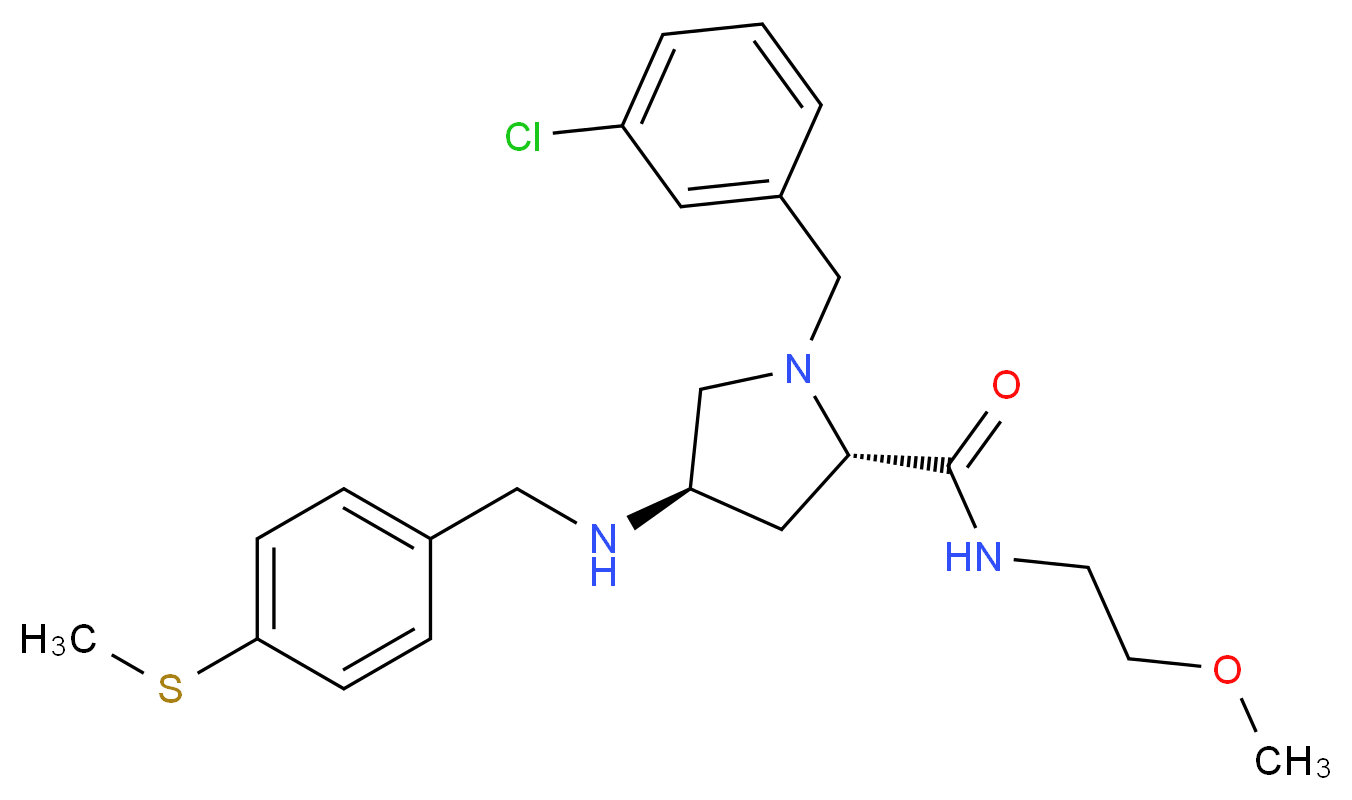 (4R)-1-(3-chlorobenzyl)-N-(2-methoxyethyl)-4-{[4-(methylthio)benzyl]amino}-L-prolinamide_分子结构_CAS_)