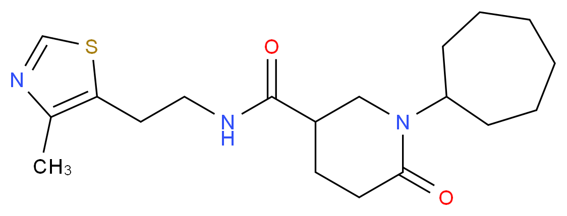 1-cycloheptyl-N-[2-(4-methyl-1,3-thiazol-5-yl)ethyl]-6-oxo-3-piperidinecarboxamide_分子结构_CAS_)