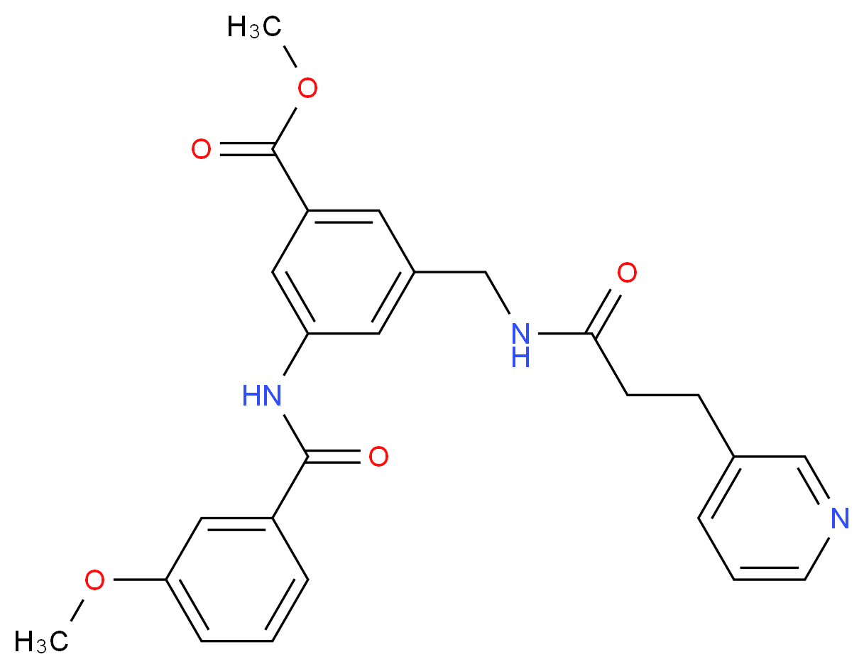methyl 3-[(3-methoxybenzoyl)amino]-5-({[3-(3-pyridinyl)propanoyl]amino}methyl)benzoate_分子结构_CAS_)