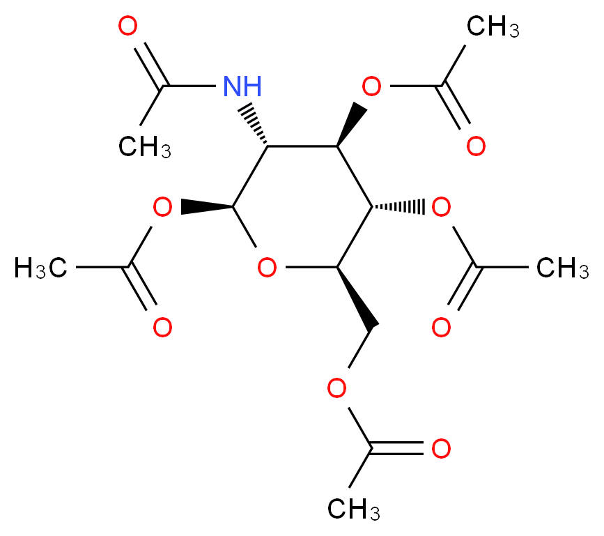 2-乙酰氨基-1,3,4,6-四-O-乙酰基-2-脱氧-β-D-吡喃葡萄糖_分子结构_CAS_7772-79-4)