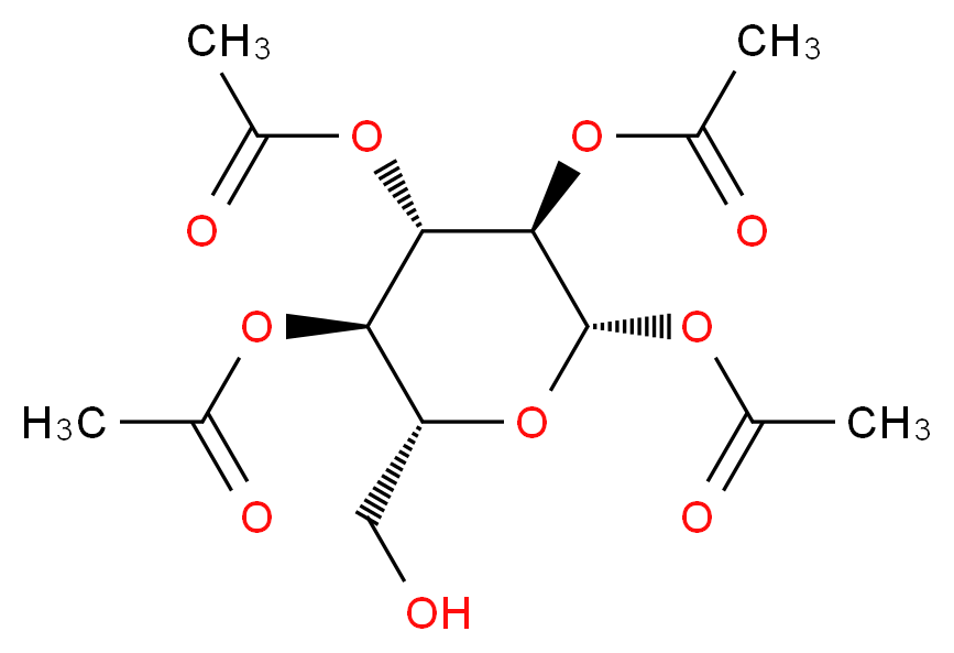 (2S,3R,4S,5R,6R)-3,4,5-tris(acetyloxy)-6-(hydroxymethyl)oxan-2-yl acetate_分子结构_CAS_13100-46-4