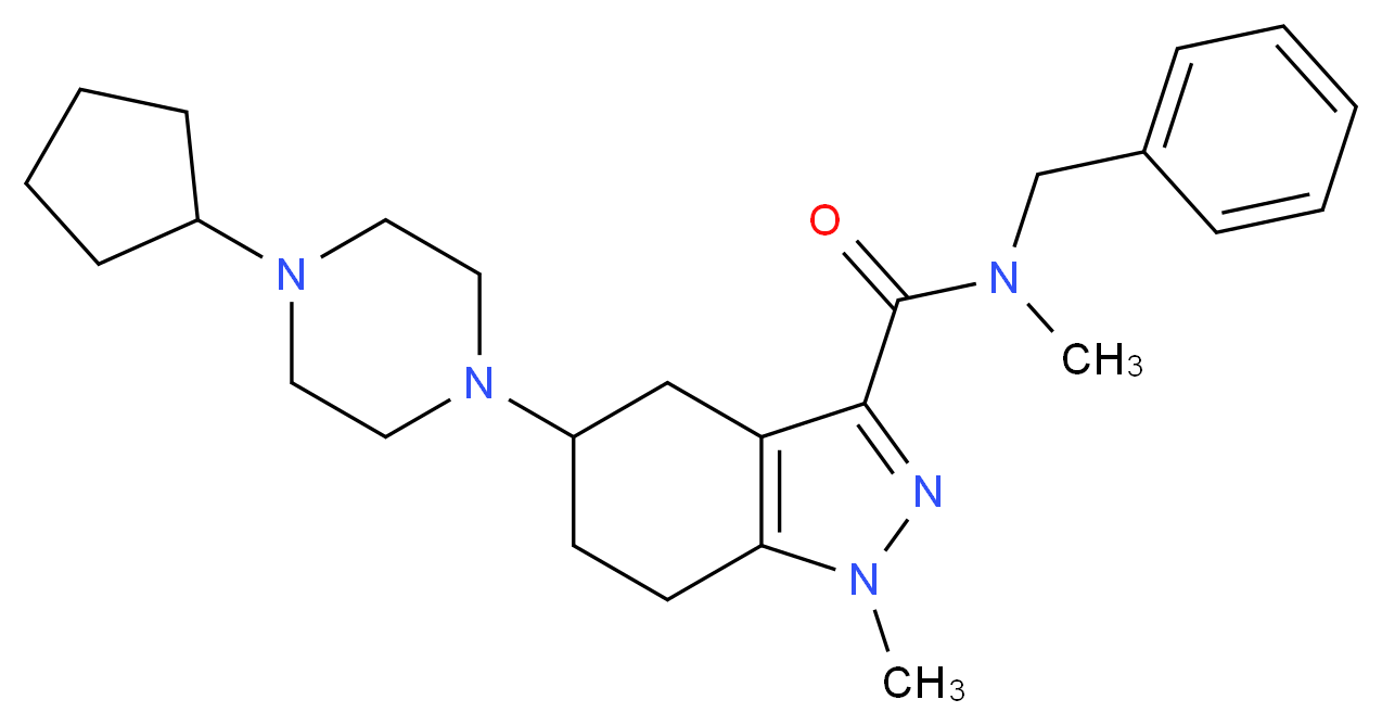 N-benzyl-5-(4-cyclopentyl-1-piperazinyl)-N,1-dimethyl-4,5,6,7-tetrahydro-1H-indazole-3-carboxamide_分子结构_CAS_)