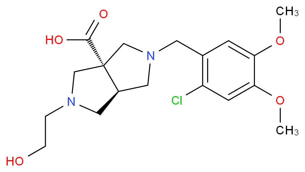 (3aS*,6aS*)-2-(2-chloro-4,5-dimethoxybenzyl)-5-(2-hydroxyethyl)hexahydropyrrolo[3,4-c]pyrrole-3a(1H)-carboxylic acid_分子结构_CAS_)