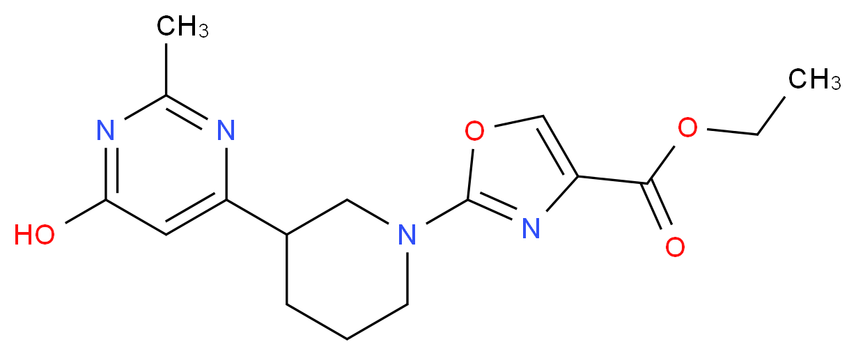 ethyl 2-[3-(6-hydroxy-2-methyl-4-pyrimidinyl)-1-piperidinyl]-1,3-oxazole-4-carboxylate_分子结构_CAS_)
