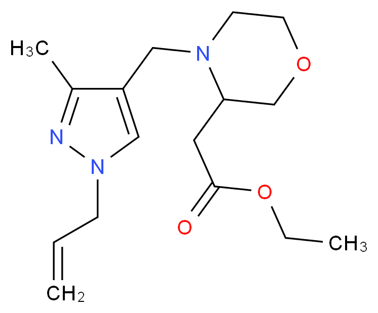 ethyl {4-[(1-allyl-3-methyl-1H-pyrazol-4-yl)methyl]morpholin-3-yl}acetate_分子结构_CAS_)