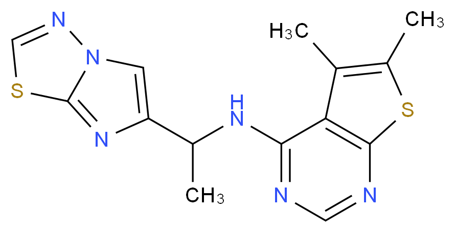 N-(1-imidazo[2,1-b][1,3,4]thiadiazol-6-ylethyl)-5,6-dimethylthieno[2,3-d]pyrimidin-4-amine_分子结构_CAS_)