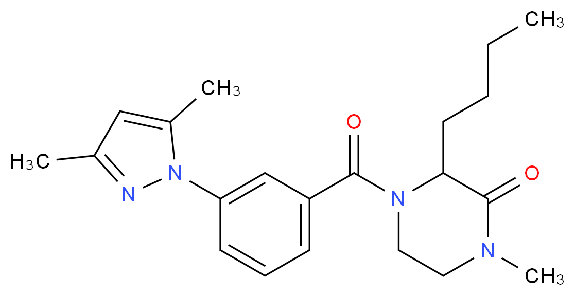 3-butyl-4-[3-(3,5-dimethyl-1H-pyrazol-1-yl)benzoyl]-1-methyl-2-piperazinone_分子结构_CAS_)