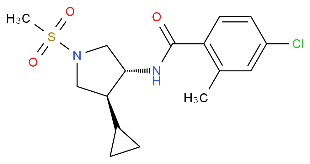 4-chloro-N-[(3R*,4S*)-4-cyclopropyl-1-(methylsulfonyl)-3-pyrrolidinyl]-2-methylbenzamide_分子结构_CAS_)