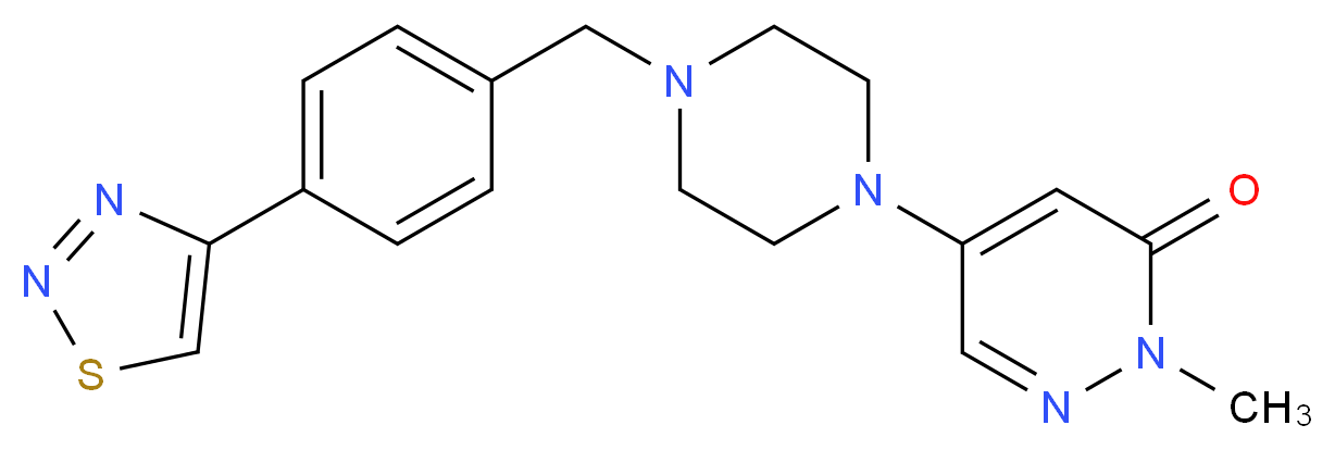 2-methyl-5-{4-[4-(1,2,3-thiadiazol-4-yl)benzyl]-1-piperazinyl}-3(2H)-pyridazinone_分子结构_CAS_)
