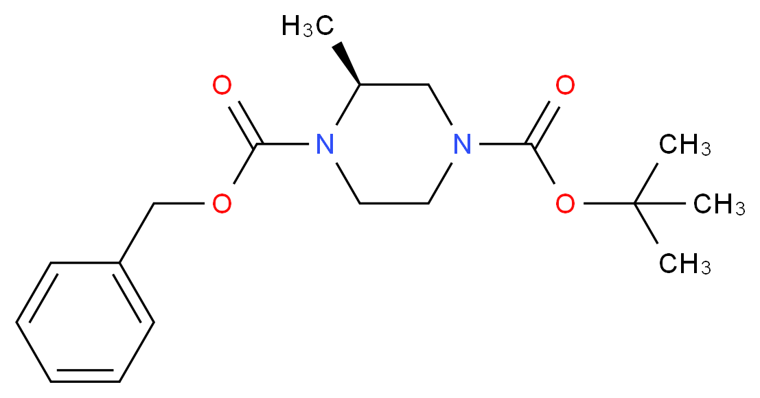 (S)-2-METHYLPIPERAZINE-1,4-DICARBOXYLIC ACID 1-BENZYL ESTER 4-TERT-BUTYL ESTER_分子结构_CAS_)