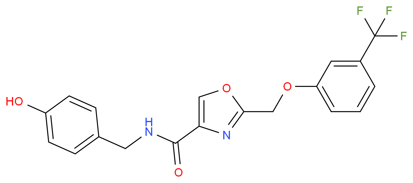 N-(4-hydroxybenzyl)-2-{[3-(trifluoromethyl)phenoxy]methyl}-1,3-oxazole-4-carboxamide_分子结构_CAS_)