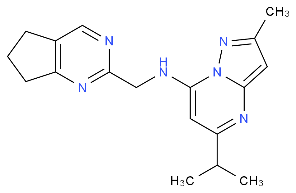 N-(6,7-dihydro-5H-cyclopenta[d]pyrimidin-2-ylmethyl)-5-isopropyl-2-methylpyrazolo[1,5-a]pyrimidin-7-amine_分子结构_CAS_)