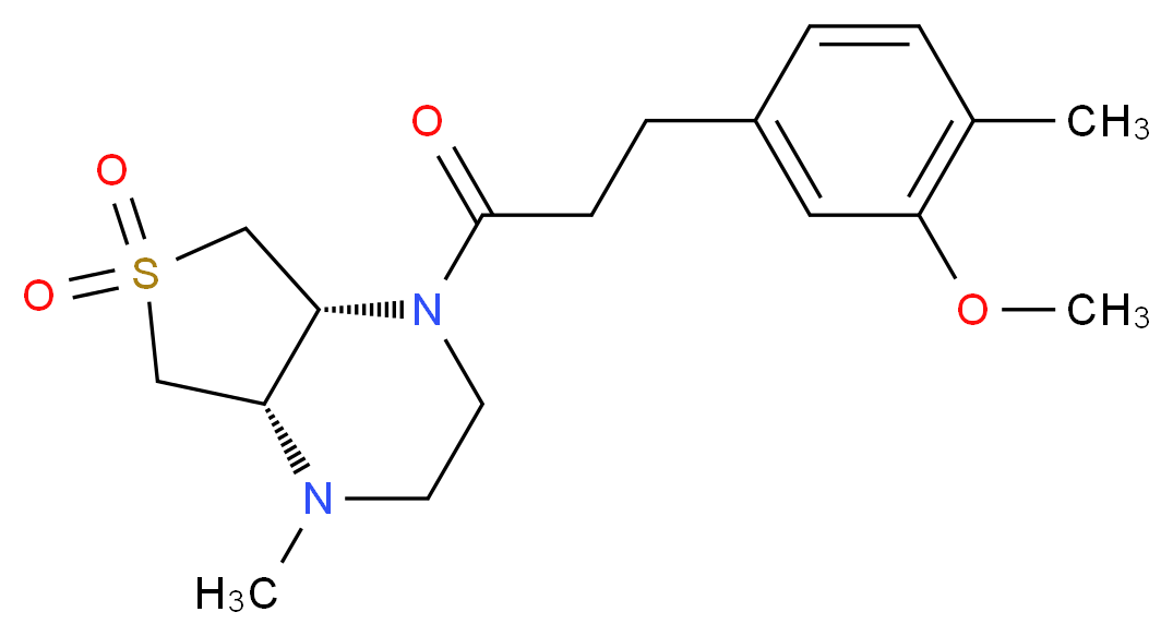 (4aS*,7aR*)-1-[3-(3-methoxy-4-methylphenyl)propanoyl]-4-methyloctahydrothieno[3,4-b]pyrazine 6,6-dioxide_分子结构_CAS_)