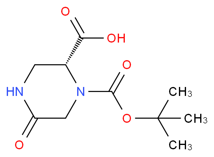 (2R)-1-[(tert-butoxy)carbonyl]-5-oxopiperazine-2-carboxylic acid_分子结构_CAS_1191885-45-6