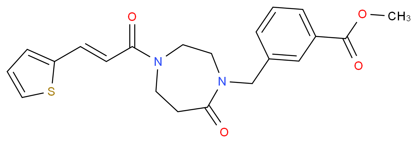 methyl 3-({7-oxo-4-[(2E)-3-(2-thienyl)-2-propenoyl]-1,4-diazepan-1-yl}methyl)benzoate_分子结构_CAS_)