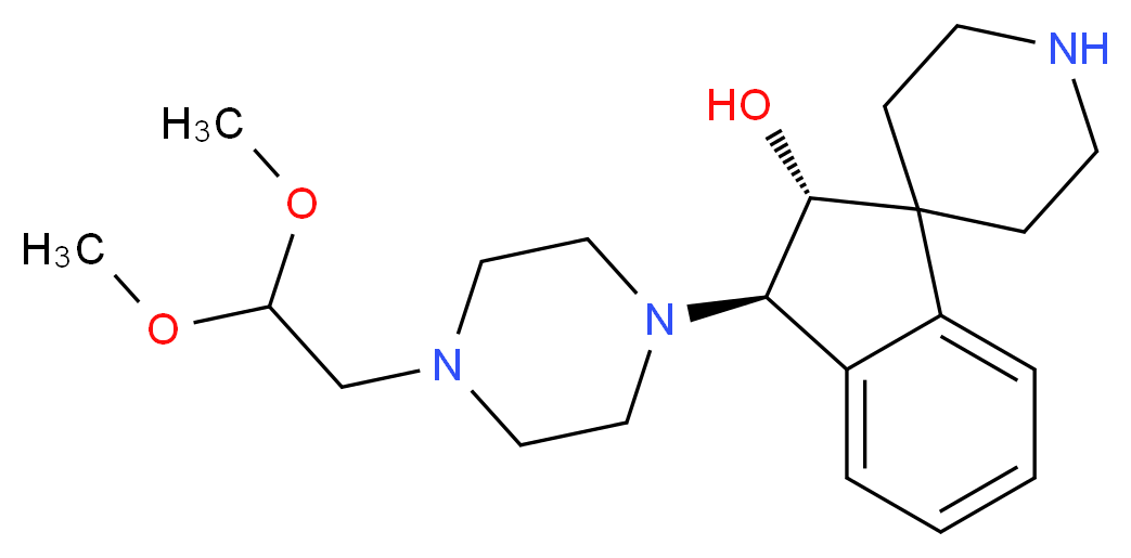 (2R*,3R*)-3-[4-(2,2-dimethoxyethyl)-1-piperazinyl]-2,3-dihydrospiro[indene-1,4'-piperidin]-2-ol_分子结构_CAS_)