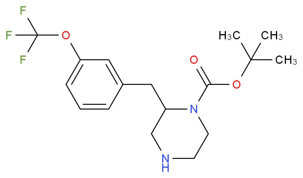 tert-butyl 2-{[3-(trifluoromethoxy)phenyl]methyl}piperazine-1-carboxylate_分子结构_CAS_886774-02-3