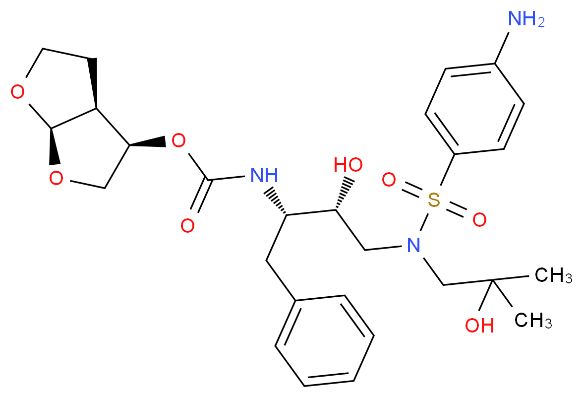 (3R,3aS,6aR)-hexahydrofuro[2,3-b]furan-3-yl N-[(2S,3R)-3-hydroxy-4-[N-(2-hydroxy-2-methylpropyl)4-aminobenzenesulfonamido]-1-phenylbutan-2-yl]carbamate_分子结构_CAS_1130635-75-4